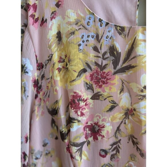 LC Lauren Conrad Ruffle Pink Floral Button Mini Dress Size 3X - Picture 5 of 12